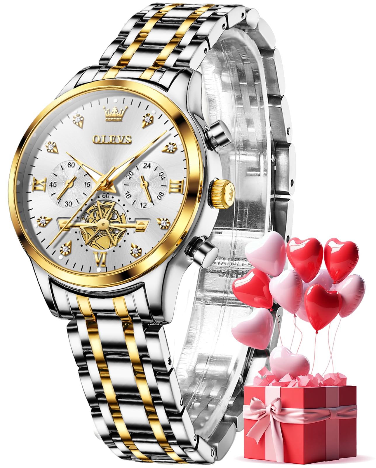 – Womens Watch Fashion Dress Diamond Roman Numerals Ladies Analog Quartz Stainless Steel Waterproof Luminous Date Female Watch Gift