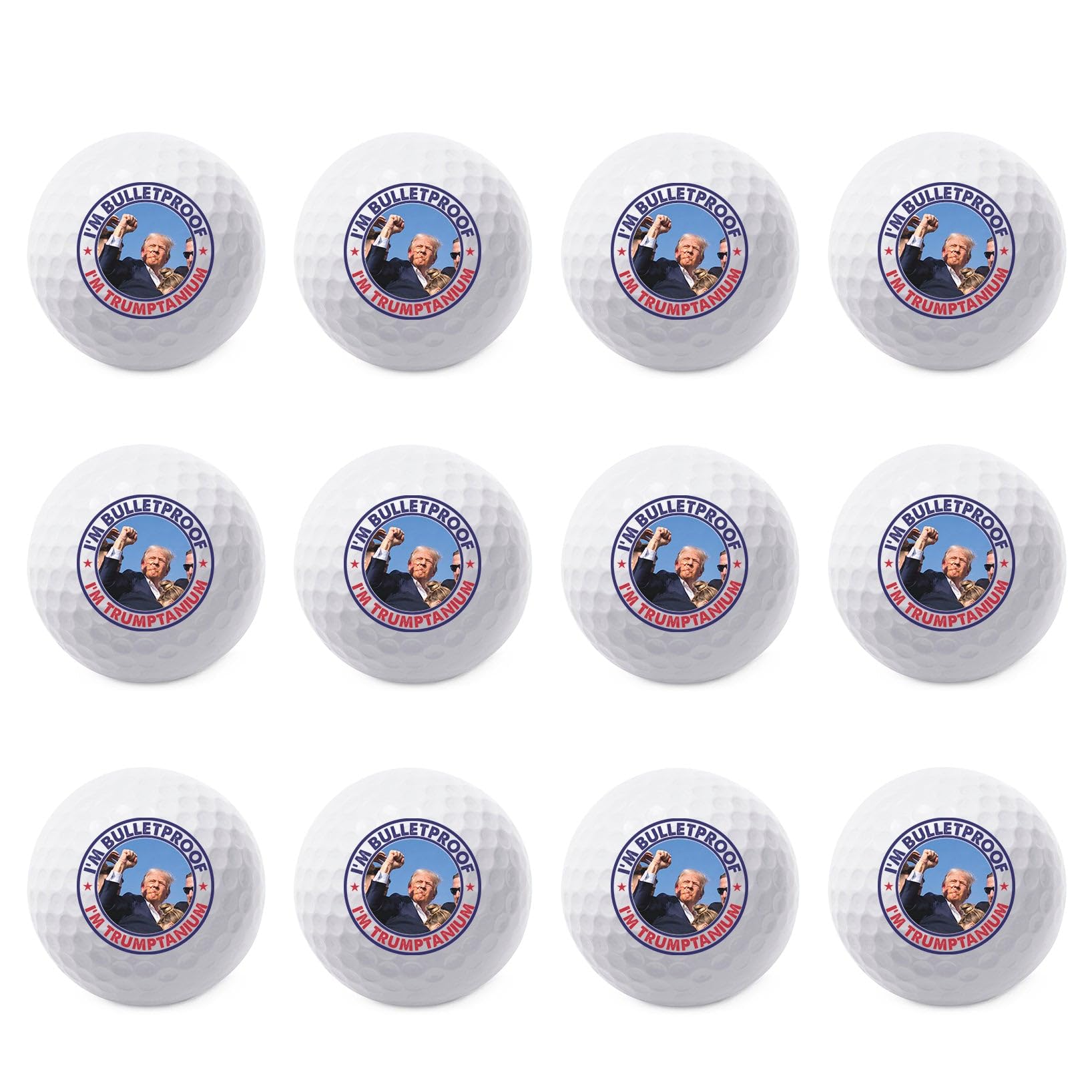 TeesAndTankYou Bulletproof Trump Golf Ball - Novelty Gift for Men Golfers and Dad (Pack of 12)