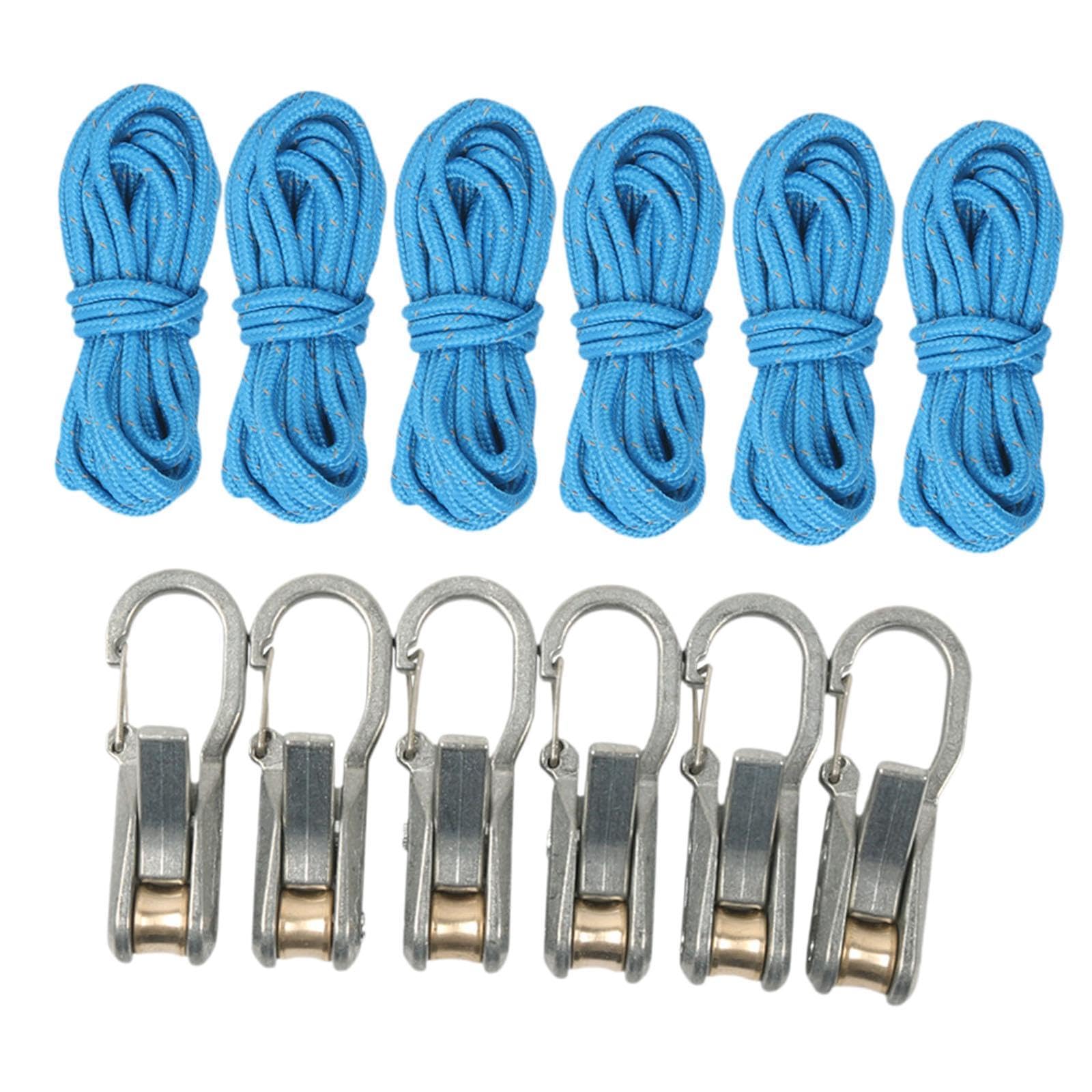 Kit di Accessori Tendicorda in 2 Pezzi, Rotolo di Paracord, Pratico, Sicuro, in Nylon, Acciaio Resistente, Adatto per Campeggio, Fissaggio Tende, Atti