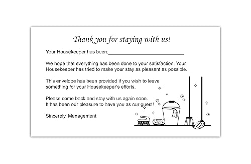 Miniatura 1 de Housekeeping Hotel Motel Tip - Sobre de punta – Sello engomado – Blanco con tinta negra (paquete de 250)