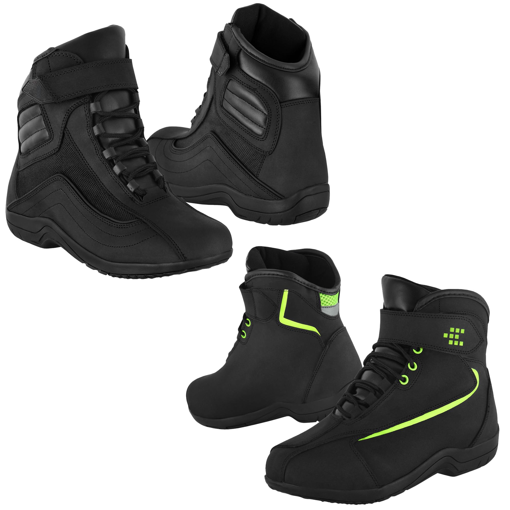 6010 - Botas de moto de cuero para hombre con suela de goma antideslizante y protección CE EN 13634:2017