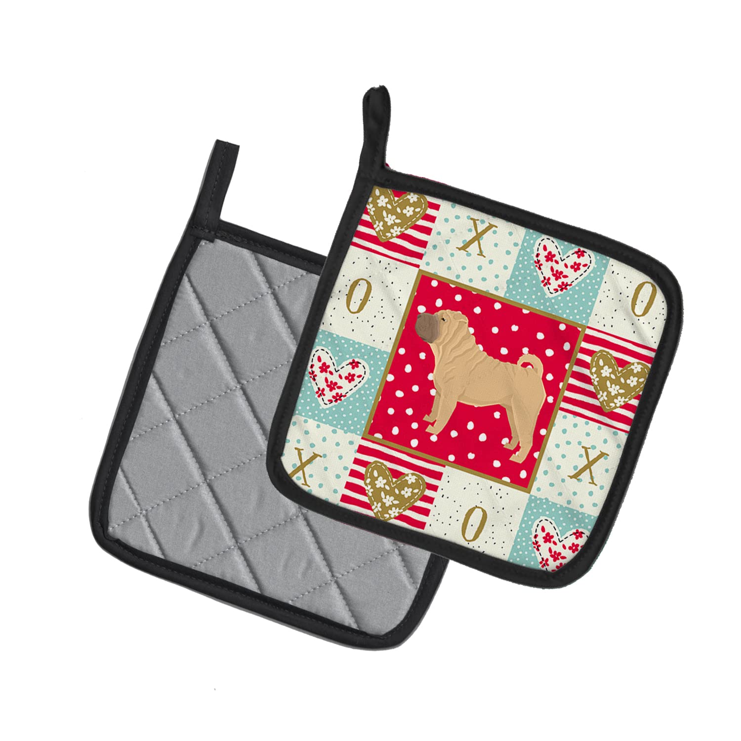 Caroline's Treasures Carolines Treasures CK5952PTHD Shar Pei Love, 1 Paar Topflappen, Stoff, Mehrfarbig, 7.5HX7.5W