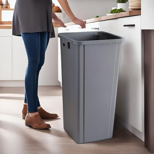 Miniatura 2 de KTLT Cubo de basura comercial cuadrado gris de 23 galones, papelera de reciclaje, contenedor de basura de cocina, papelera para restaurante,