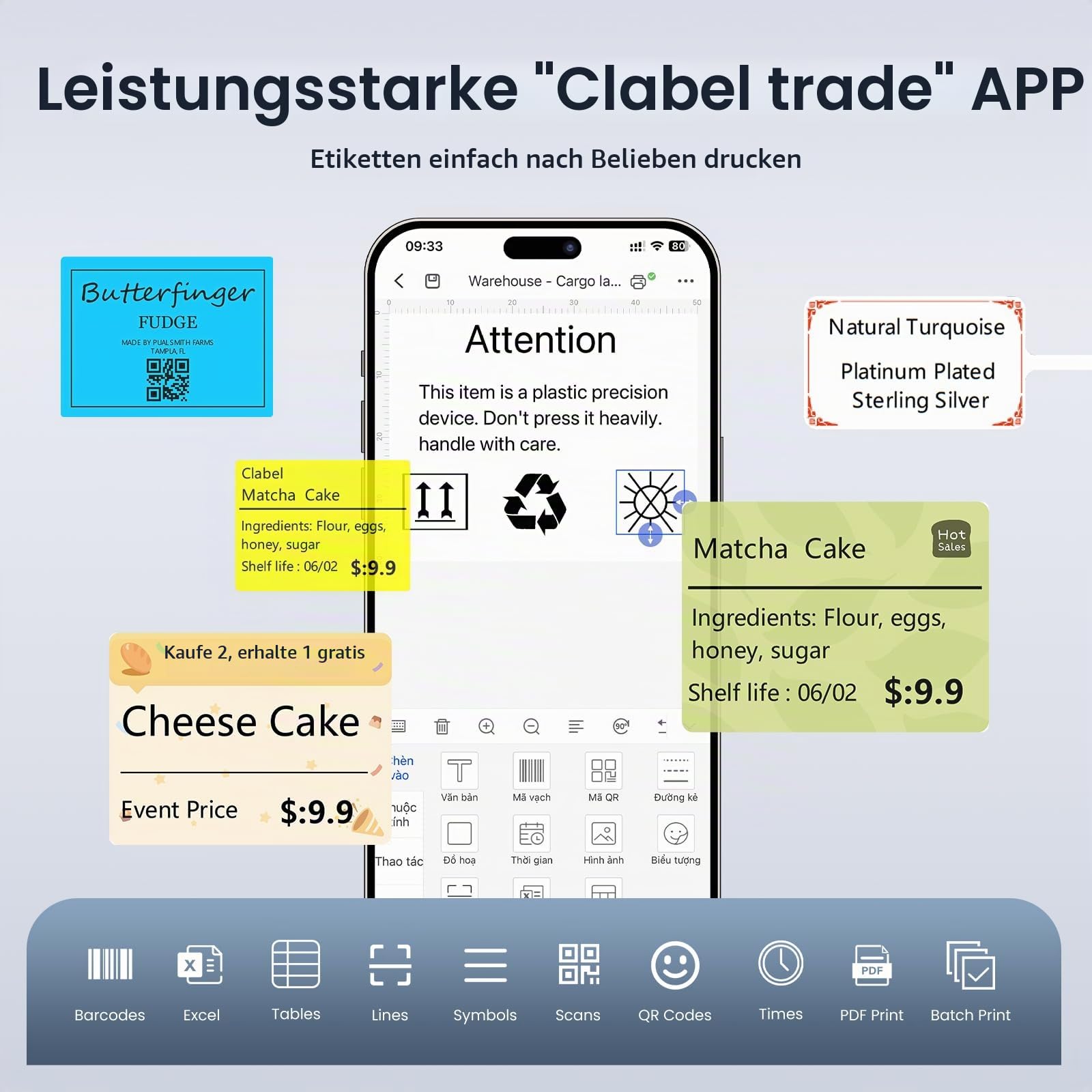 CLABEL 321D Bluetooth Etikettendrucker Thermo für Desktop Barcode 75mm