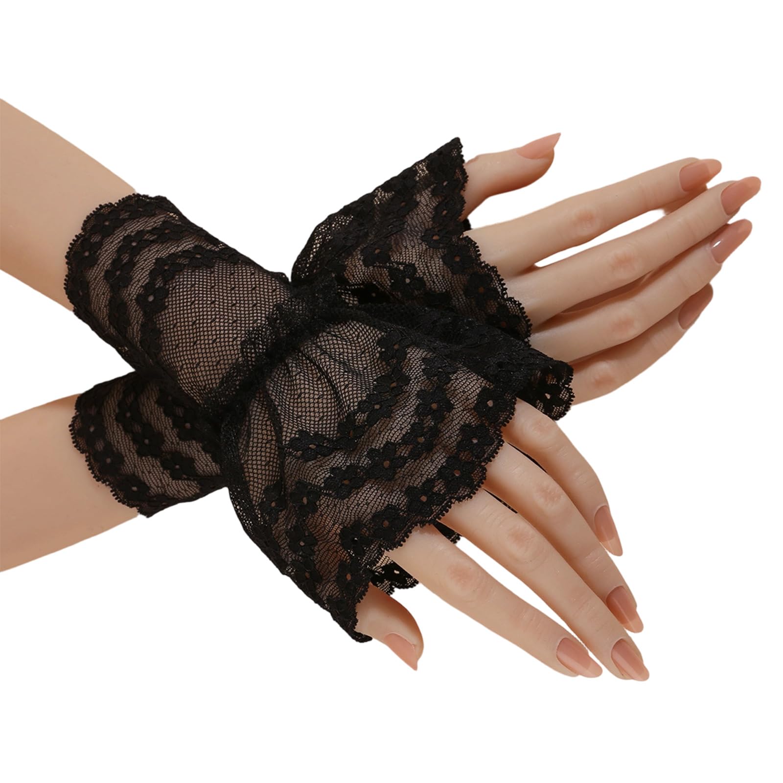 ordinarYone Lace Wrist Cuffs For Nails Photography Breathable Sheer Fabric Elastic Cuffs Fashion Accessories