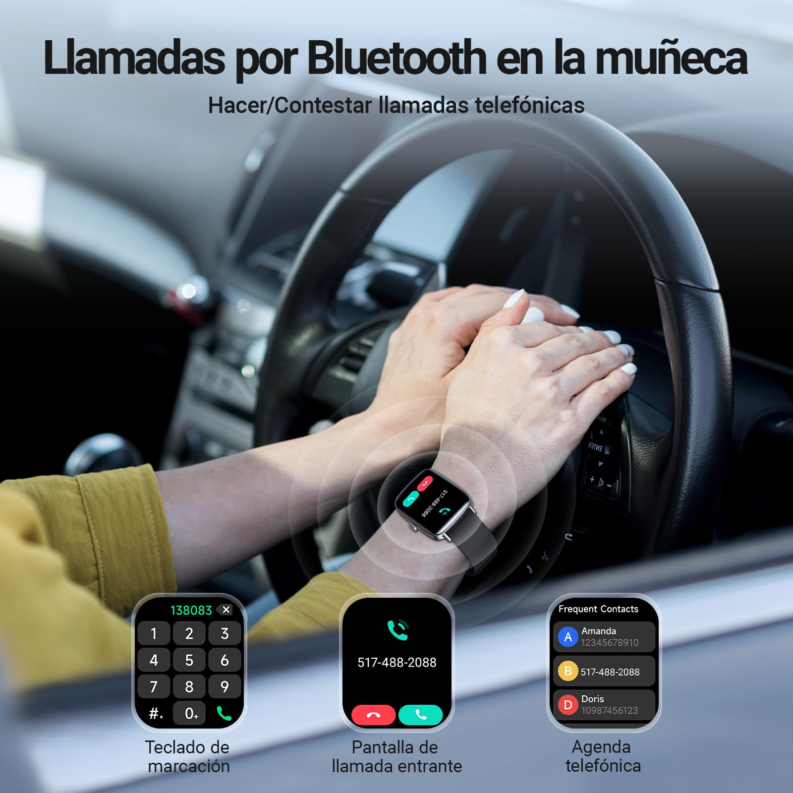 Fitpolo Reloj Inteligente Hombre, 1.85" Smartwatch con Llamadas Bluetooth y Whatsapp Notificación, Pulsómetro, IP68 Pulsera Actividad con 100+ Modos Deportivos, Monitor de Sueño para Android iOS