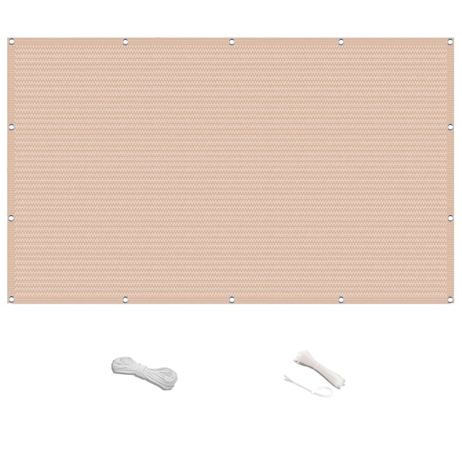 Balkonowe Ekrany Ochronne 1.2 x 5 m Anti-Peeping, Wiatroszczelny, Anty-Ultrafioletowy Sun Shade Cloth Z Opaski Kablowe I Liną Do Ogrodu, Kolor kremowy