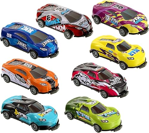 Miniatura 7 de 8 autos de juguete de carreras de tracción hacia atrás, autos de metal para saltar a troquel para niños de 3 a 6 años, no necesitan baterías, auto