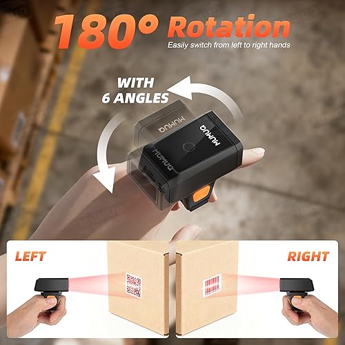 Miniatura 3 de Escáner de código de barras con anillo Bluetooth, escaneo rápido y de largo alcance, mini escáner inalámbrico portátil 1D y 2D Bluetooth de código