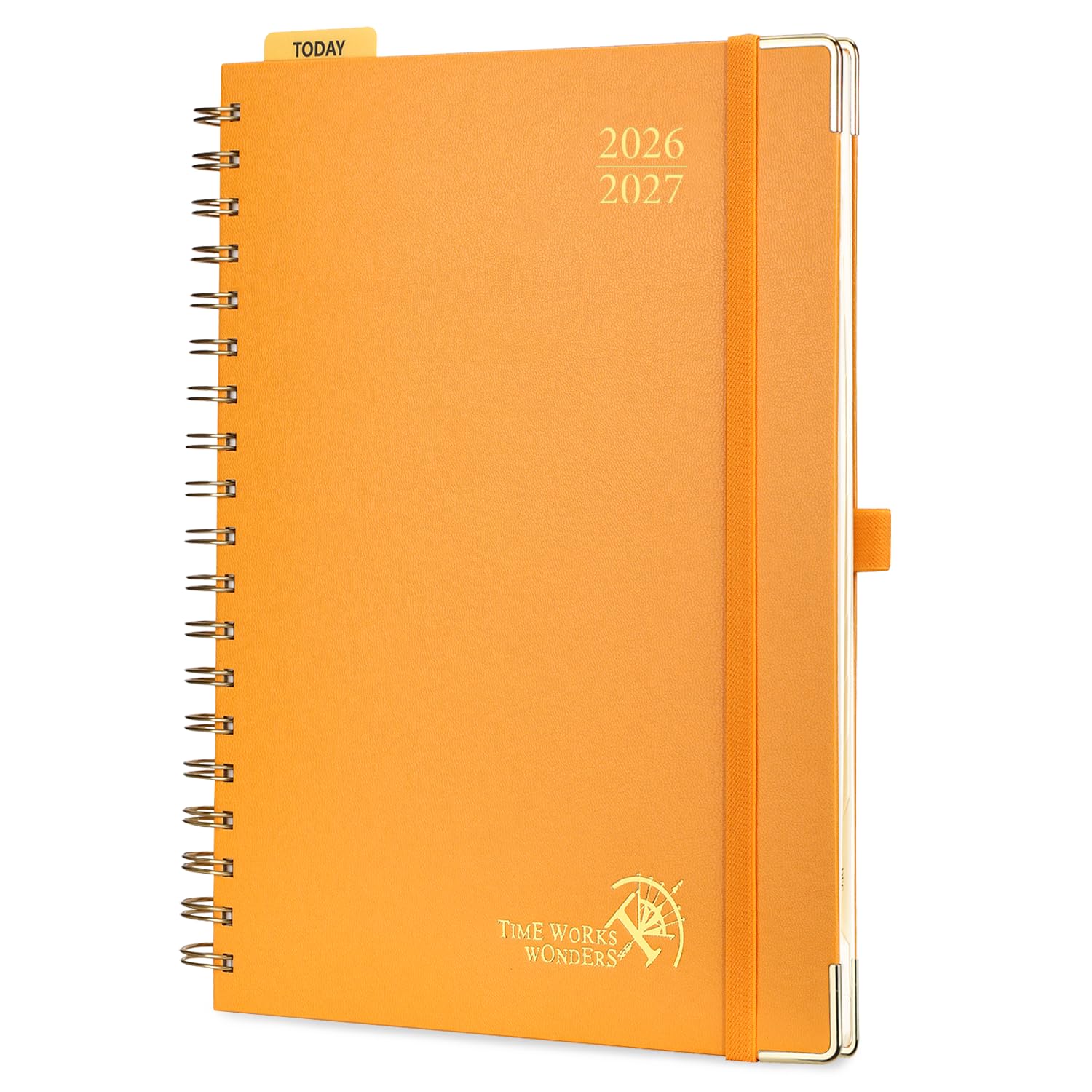 POPRUN 2026-2027 Academic Diary A4 Week to View Big Spiral 17 Months (Aug'26 - Dec'27) Vertical Academic 26/27 Weekly Hardback Planner(Orange) — image 1