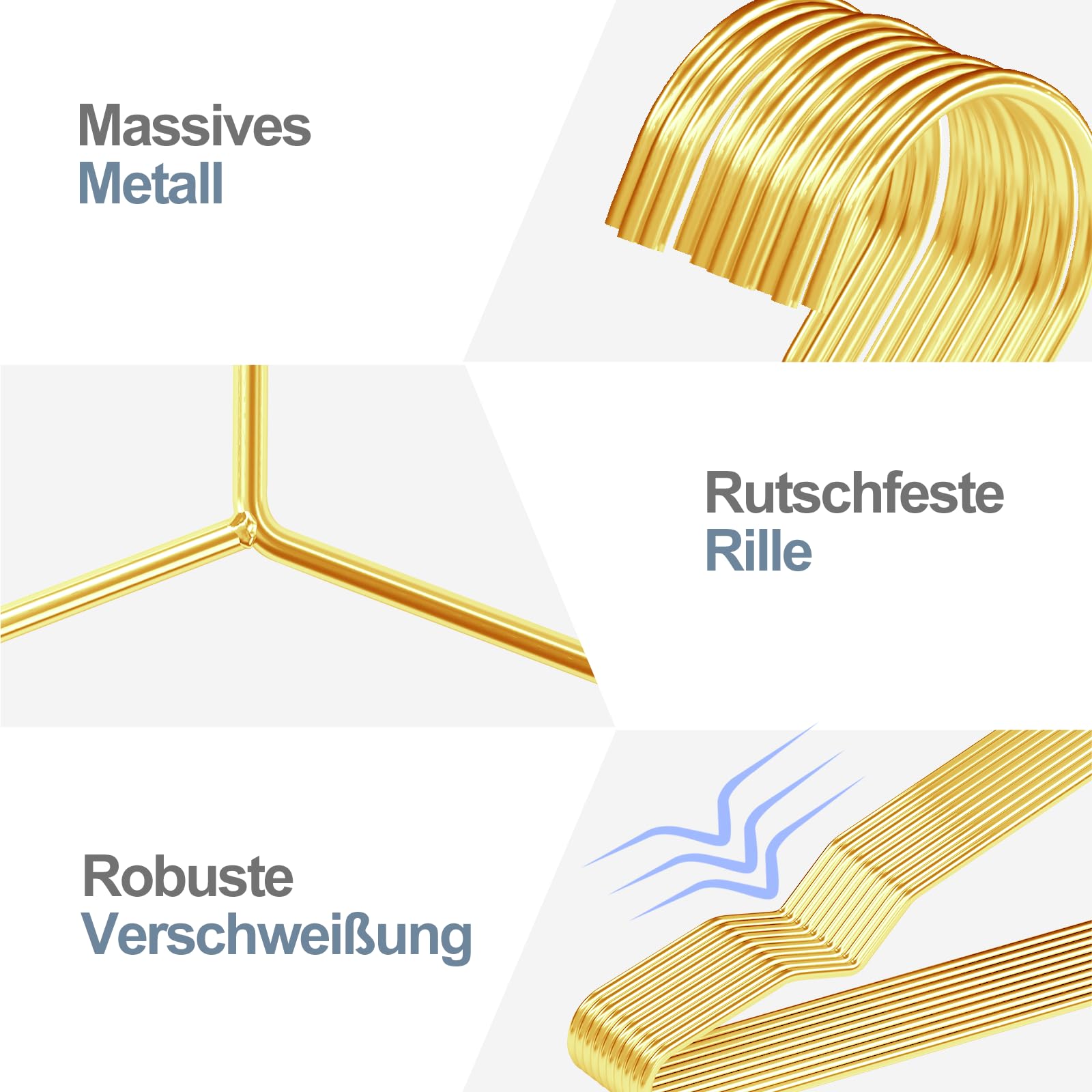 SPECILITE Metall Kleiderbügel 60 Stück, Kleiderbügel Gold, Bügel Gold