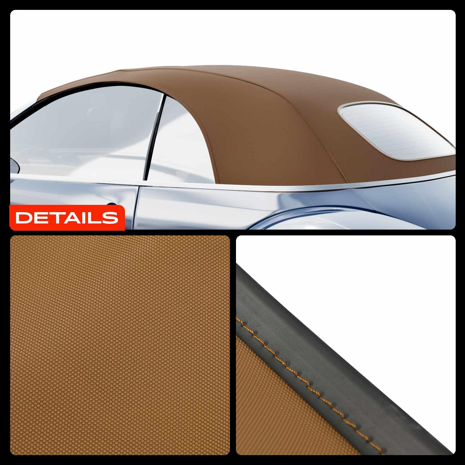 Frankberg Cabrioverdeck Softtop Verdeckbezug Braun Kompatibel mit New Beetle Cabriolet 1Y7 1.8L-2.5L 2002-2010 Replace# VWNB TAN-STF