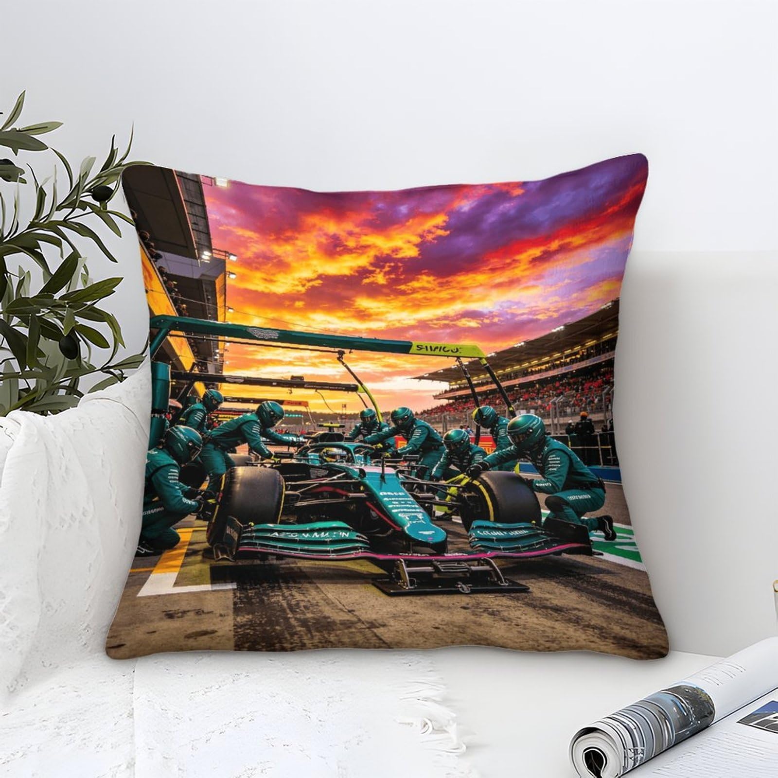 3U6C4M9K Formulaa Racing Cushion Covers 45x45cm, Pit Stop Throw Pillow Covers Microfiber Square Accent Pillow for Living Room Bedroom Sofa Couch Bed Decorative Pillowcases