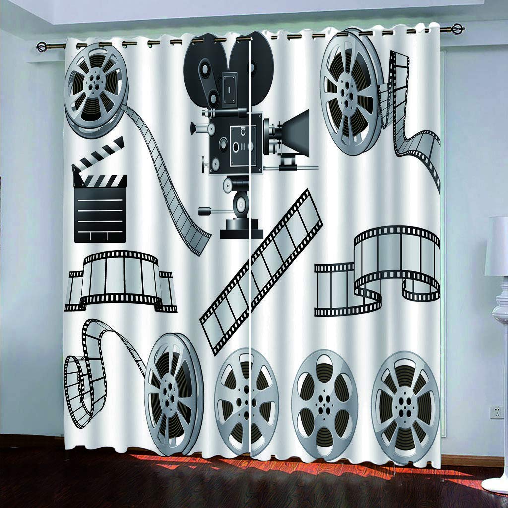 Nexan Tende Oscuranti Proiettore Retrò Tenda Oscurante Con Occhielli Per Interni Soggiorno Camera Da Letto Stanza Dei Bambini Poliestere Termica Isolante Stampa 3D 180x210cm
