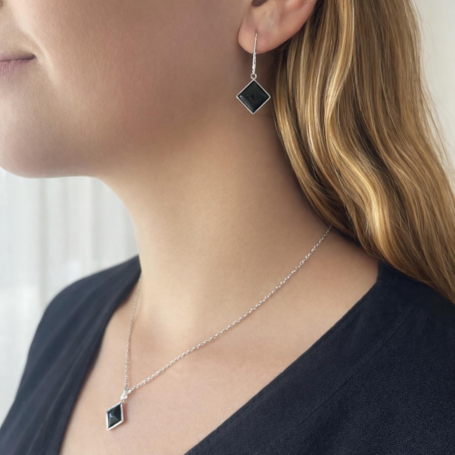 ASTER ALHELÍ - Conjunto Collar y Pendientes Mujer Piedras Naturales - Joyas Acero Inoxidable Mujer - Conjunto Joyería Elegante y Ligero - Set Collar y Pendientes Regalo Mujer