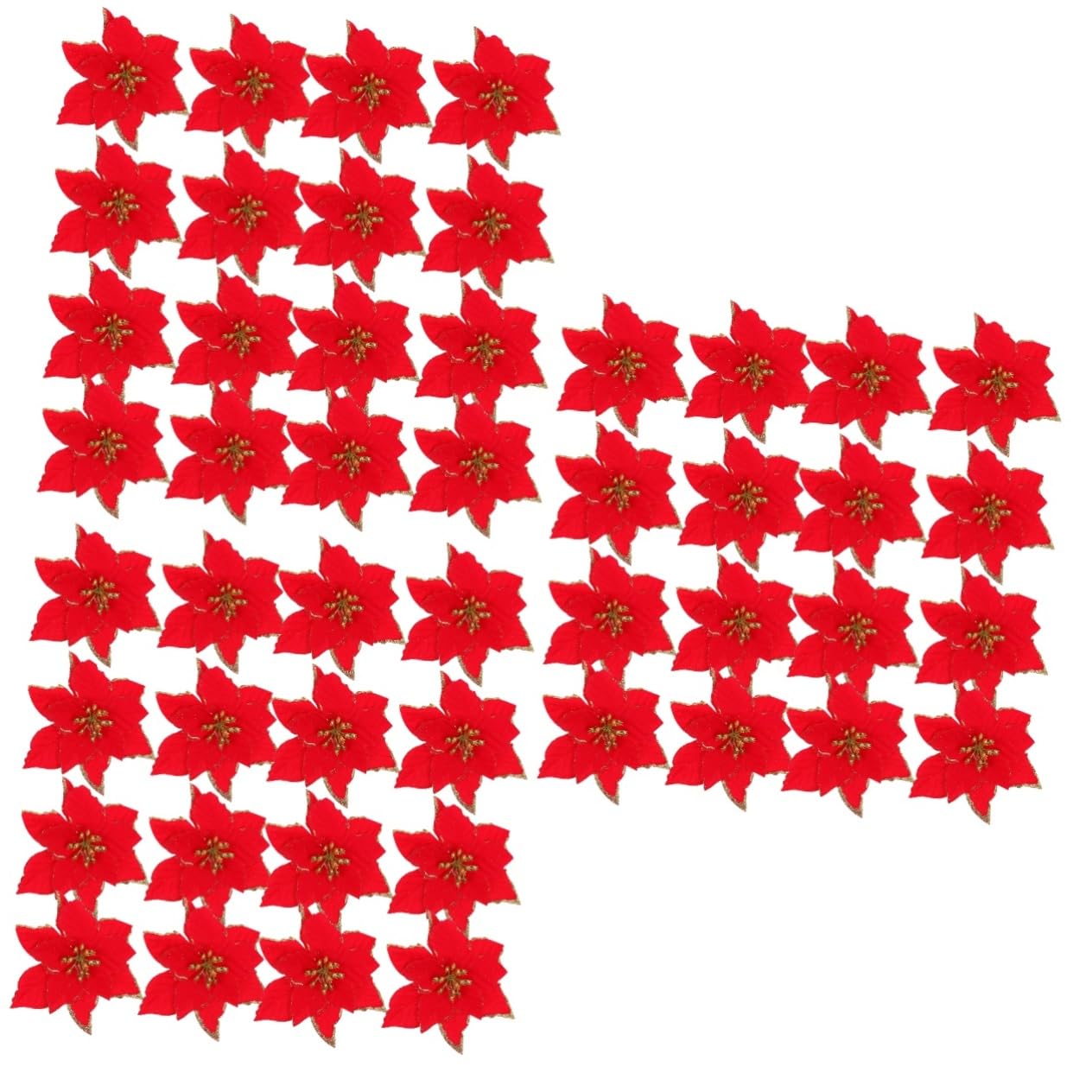 Cabilock 72piezas Flores Artificiales para Decoración De Árbol De Navidad Adornos De Poinsettia Rojos Suministros para Fiestas y Mesa De Navidad Decoración De Escenas Festivas