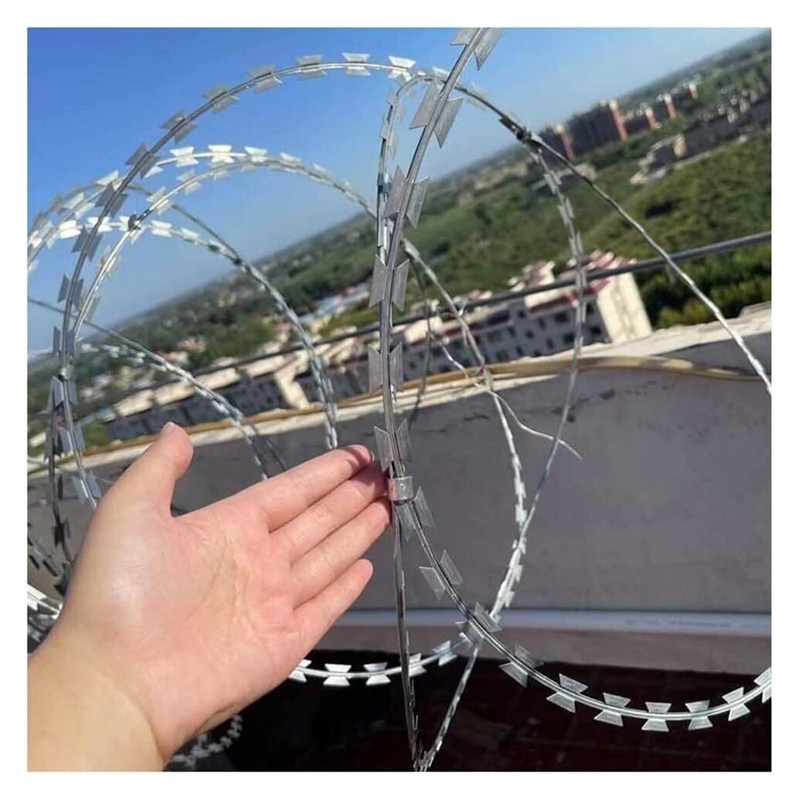 Drut kolczasty Razor, Podwójna spiralna siatka druciana, ze stali ocynkowanej, ogrodzenie(60m)