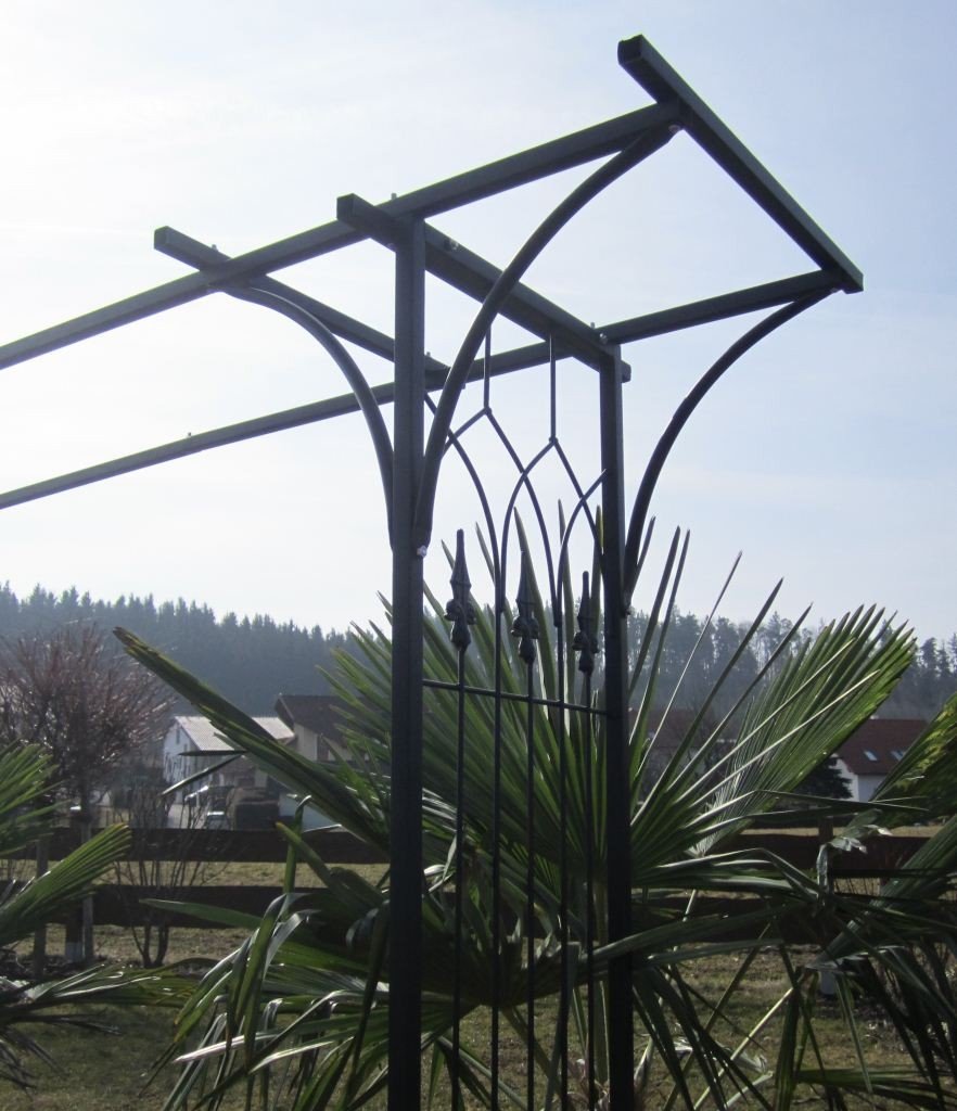 ALEOS. Eleganter XXL Rosenbogen Rankhilfe Pergola aus Metall schwarz Modell 5040