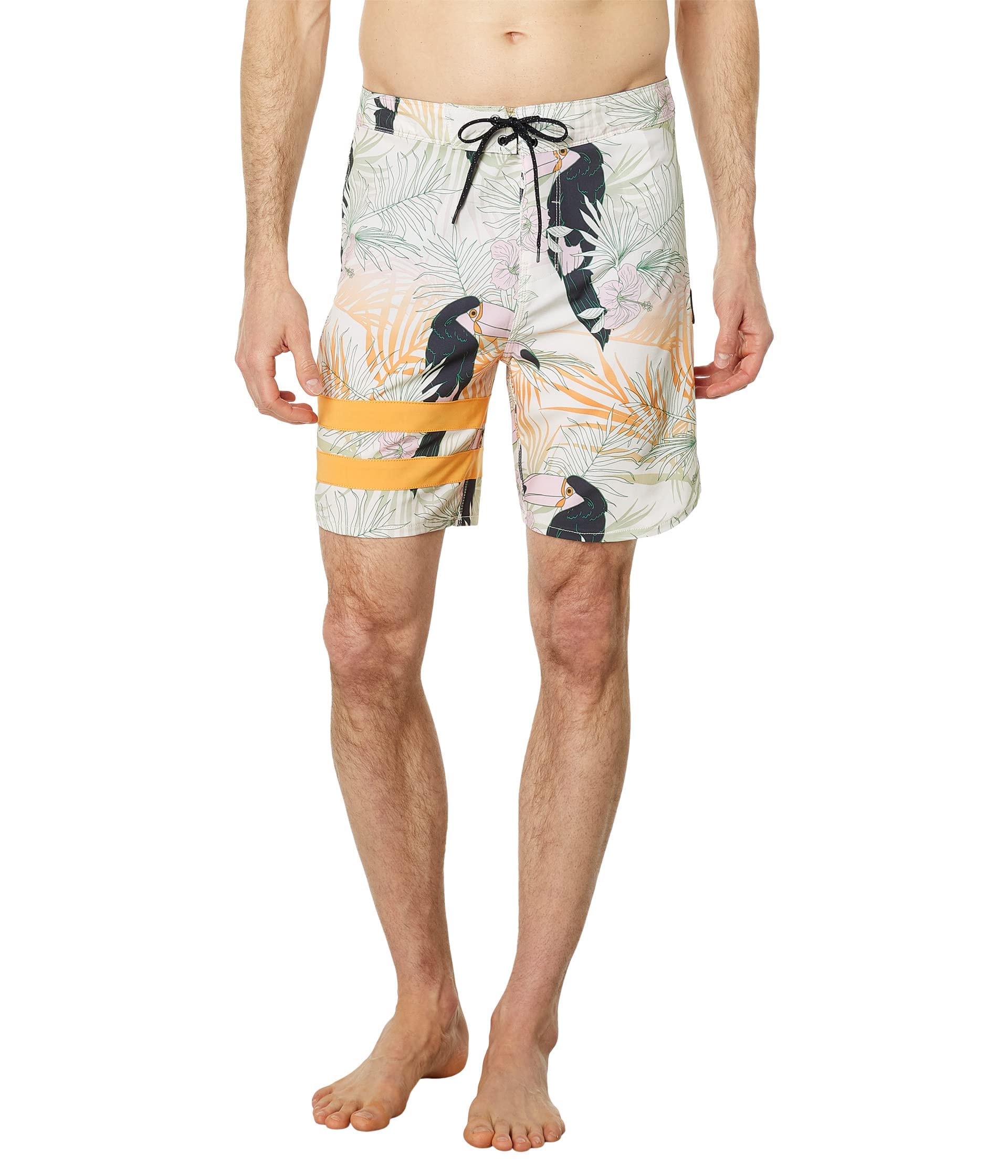 Hurley babylegs Division Men's Phantom-eco Block Party 18' Swimsuit, Barely Bone, 38
