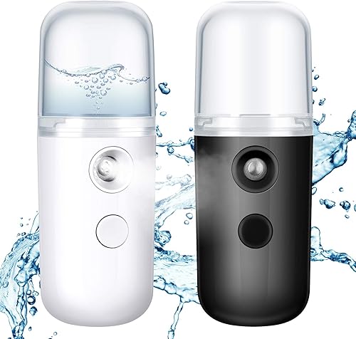 Honoson 2 piezas Nano Facial Mister 1.0 fl oz Mini humidificador facial portátil pulverizador facial recargable por USB, práctica máquina de cuidado