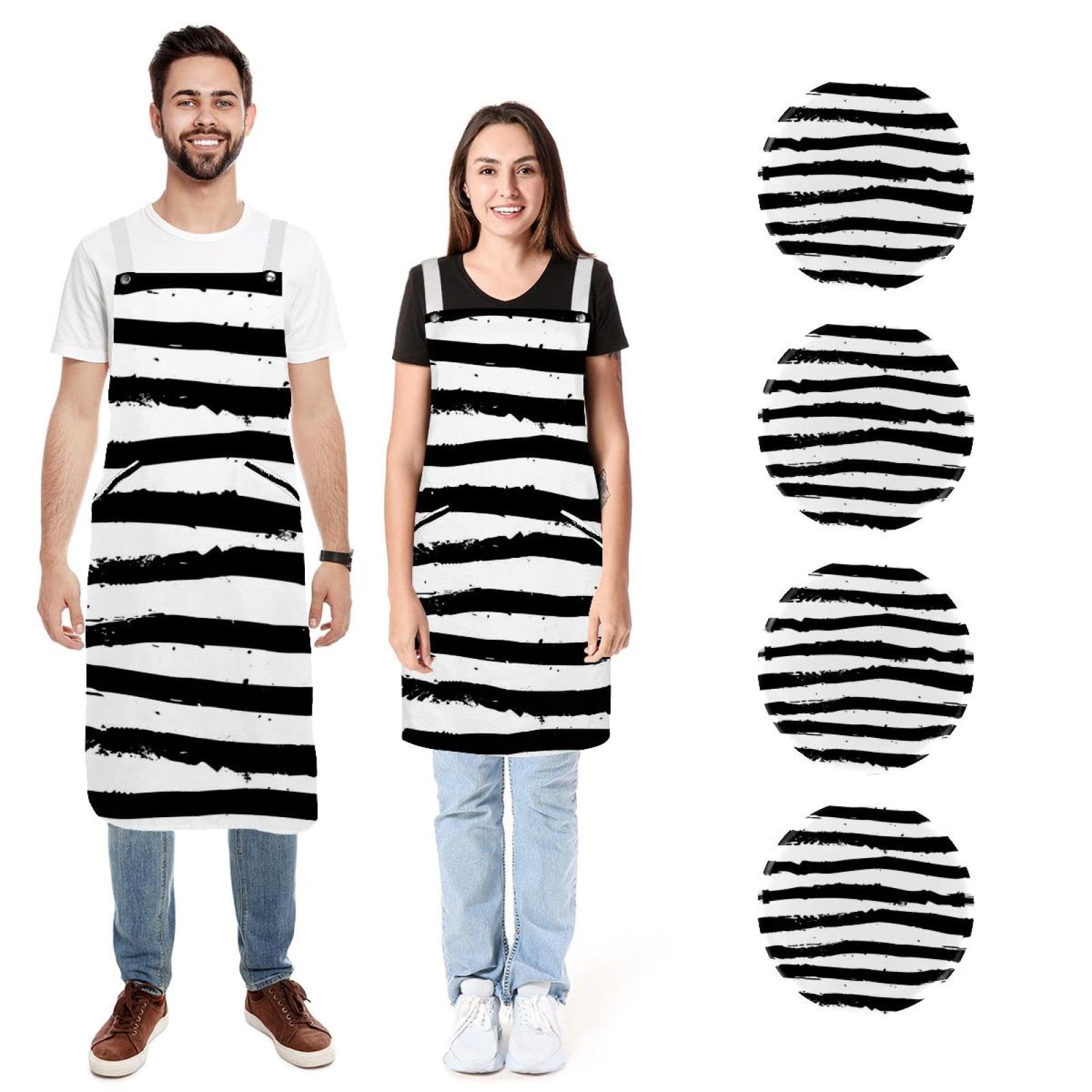 Tablier de chef réglable à rayures pour cuisiner proprement sans taches de graisse - 7