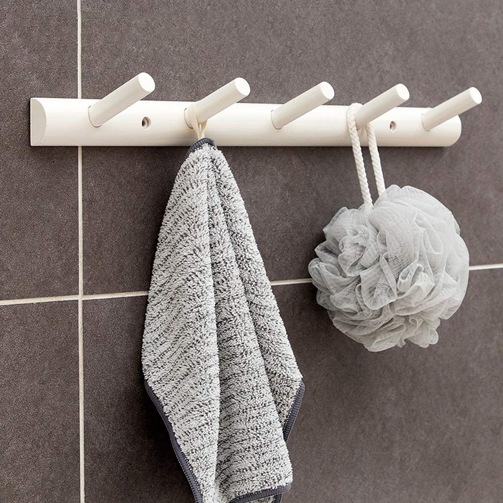 OMING Coat Hooks Wall Mount Coat Hooks Simple Hanging Wall Creative Row Hook Bamboo Wall-Mounted Shelf Clothes Hook Hanging Clothes Coat Bag Robe Towel Coat and Hat Hooks (Size : White-4hooks)