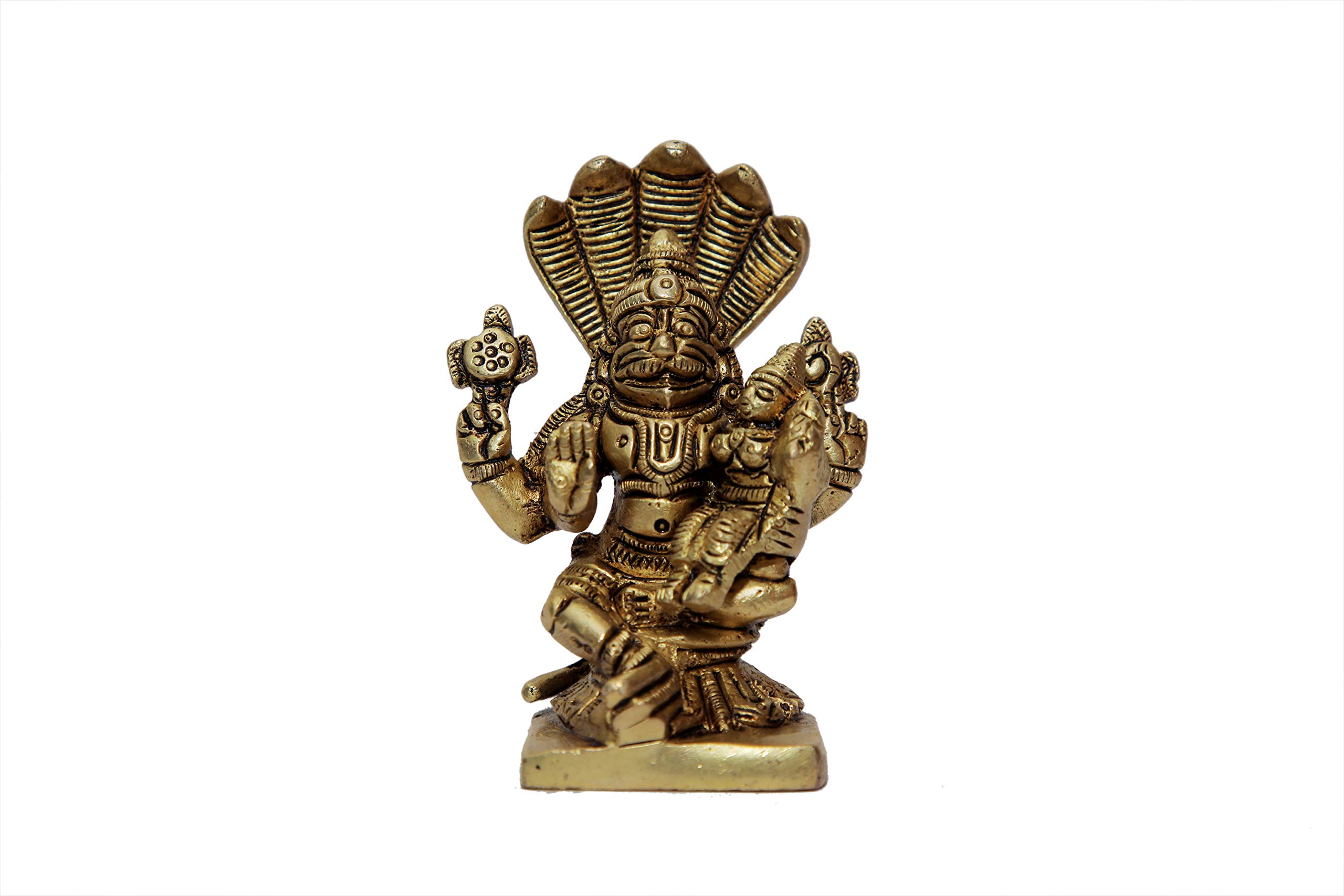 BHARAT HAAT Nrusingh Bhagwan Brass Idol Narasimha Nrusingh Bhagwan Prahalad Narasingh God with Prahlad for Puja Home Handicrafts Art (2 x 1.5 x 2.8 inch, Yellow ) BH07180