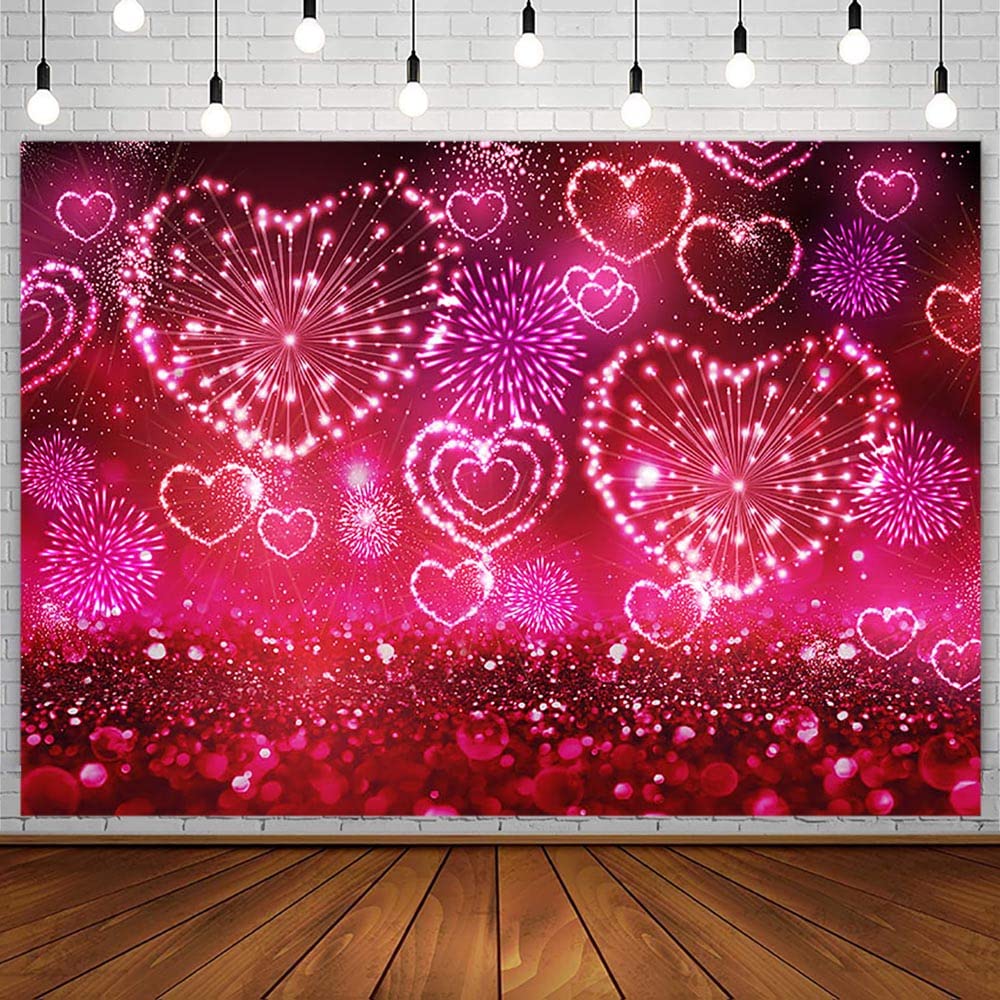 7x5ft Valentine's Day Backdrop Love Hearts Fireworks Red Glitter Photography Background Shiny Sparkling Bokeh Backdrop For Engagement Bridal Shower Wedding Party Decoration Banner Photo Studio 419660114943754240 - View #10