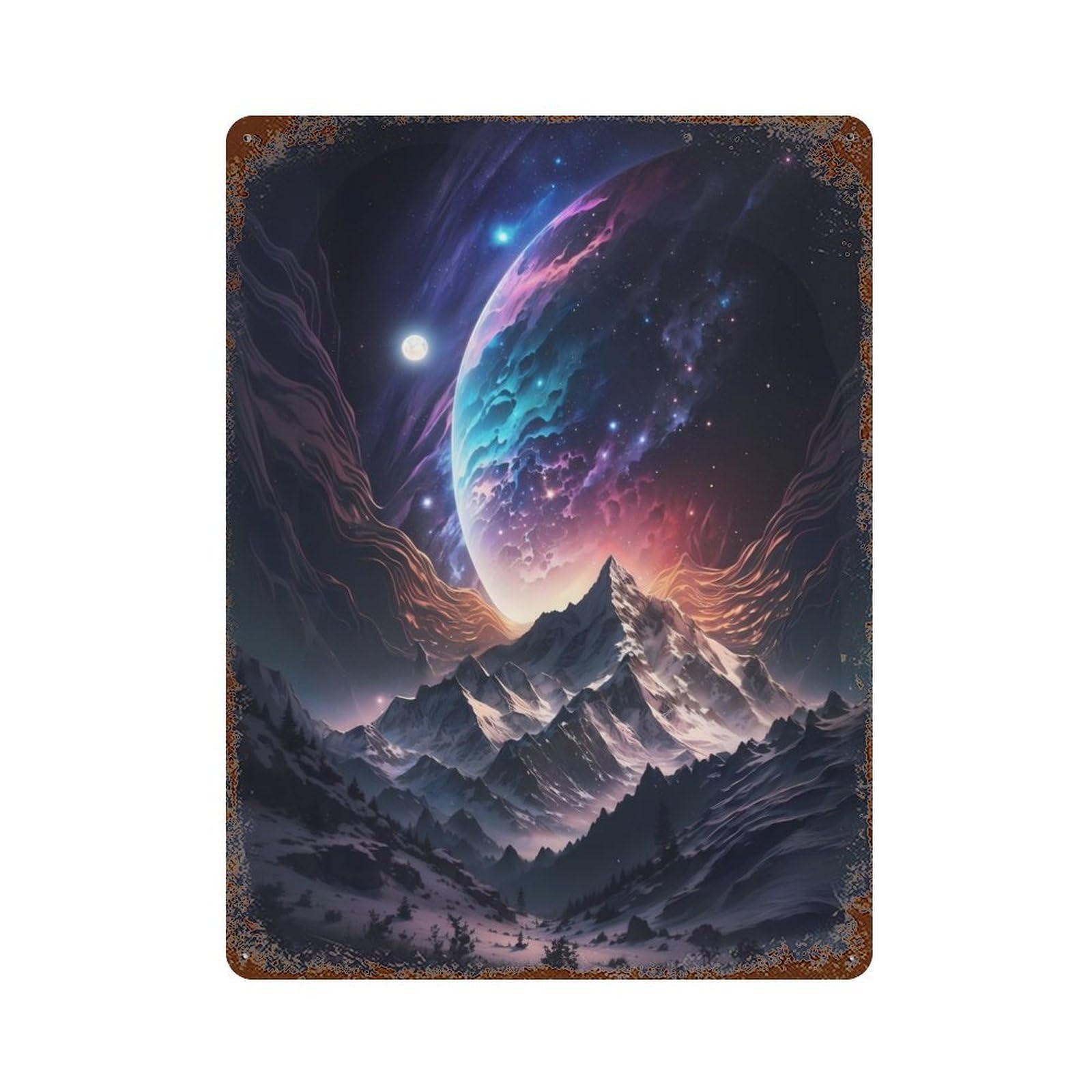 Garage Style Everest Celestial Peaks Distressed Metal Wall Sign 15.7"x11.8", Novelty Wall Decor for Bar And Workshop