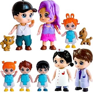 FUNERICA Dollhouse People Figures Playset - Adorable Dollhouse Family Members with Pets, Doctor, and Nurse. Little People ...