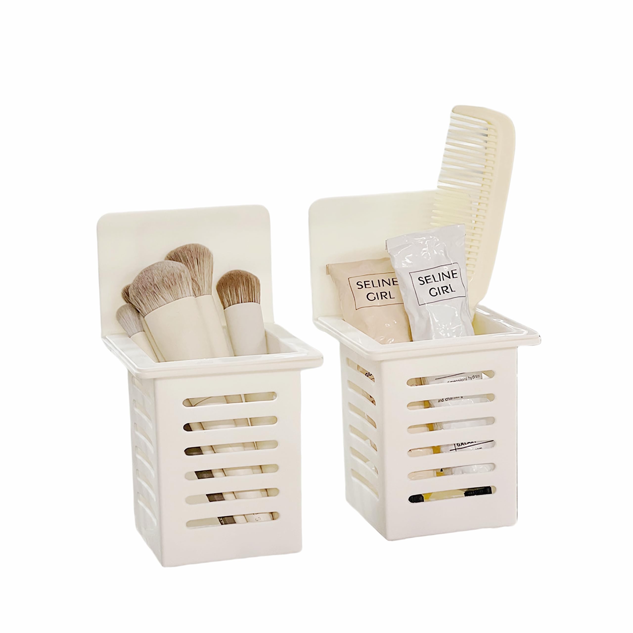 Wall Mounted Toothbrush Holder Set for Bathroom. Spoons and Forks Holder for Kitchen- Space Saving Toothbrush Storage with Utensil Organizer. Set of 2