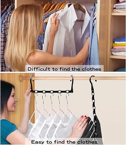 Miniatura 7 de Paquete de 6 organizadores de armario y almacenamiento más fuerte, artículos esenciales para dormitorio universitario para niñas y niños, perchas