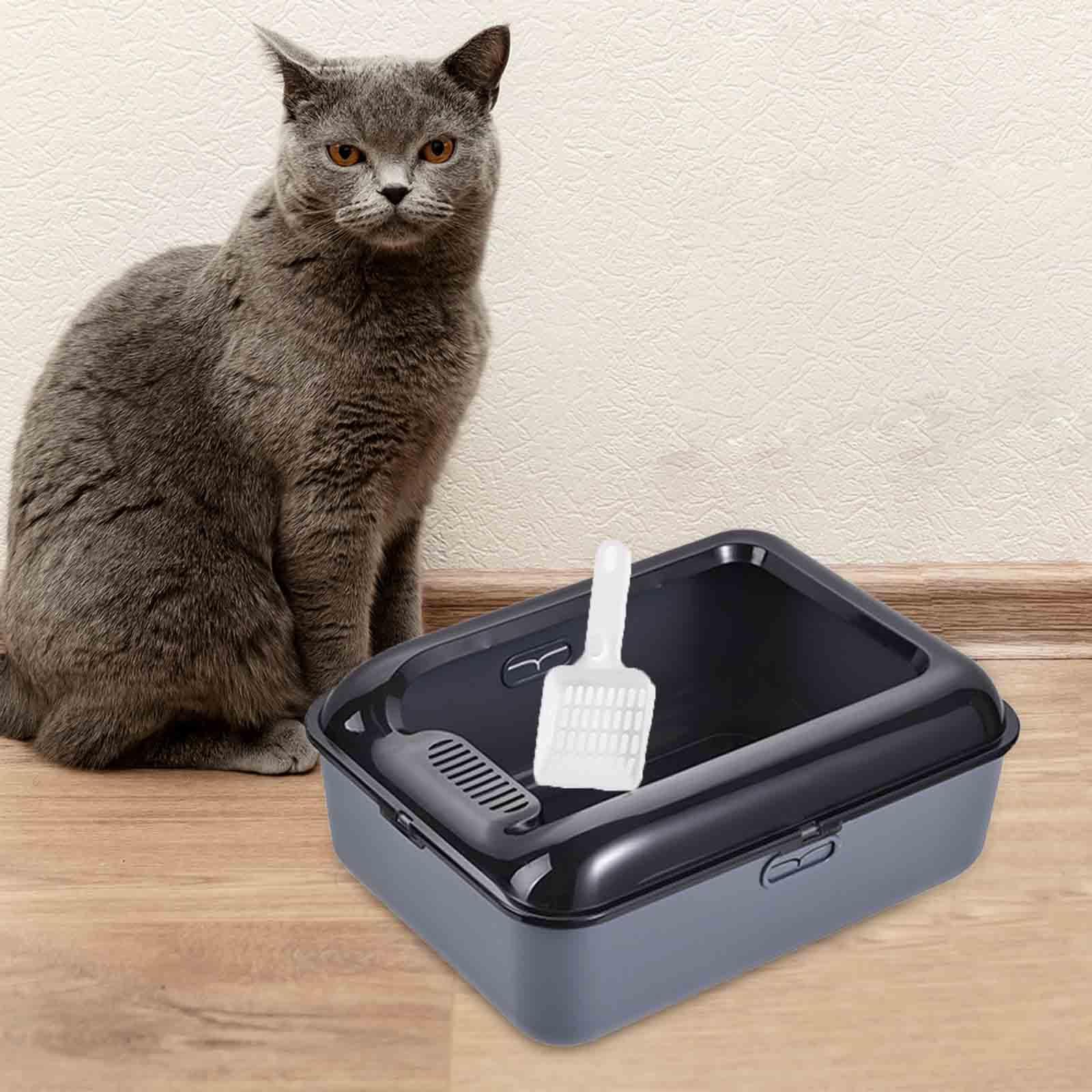 vaschetta per lettiera, Lettiera for gatti for animali con coperchio aperto(Gray,L)