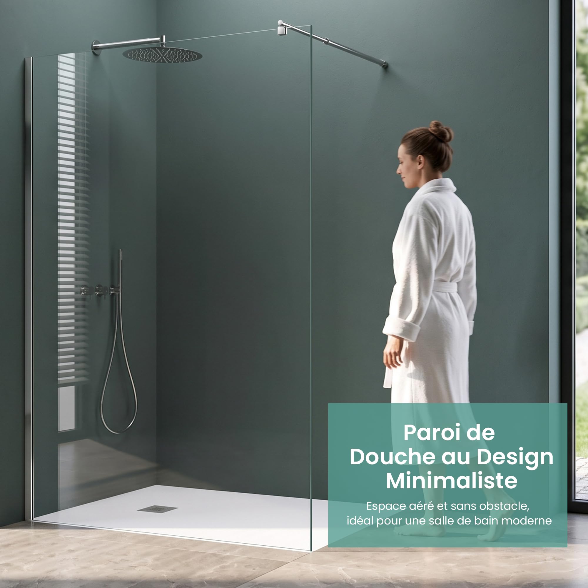 Mai & Mai Paroi de Douche Transparent Pare-douche avec Stabilisateur 120cm