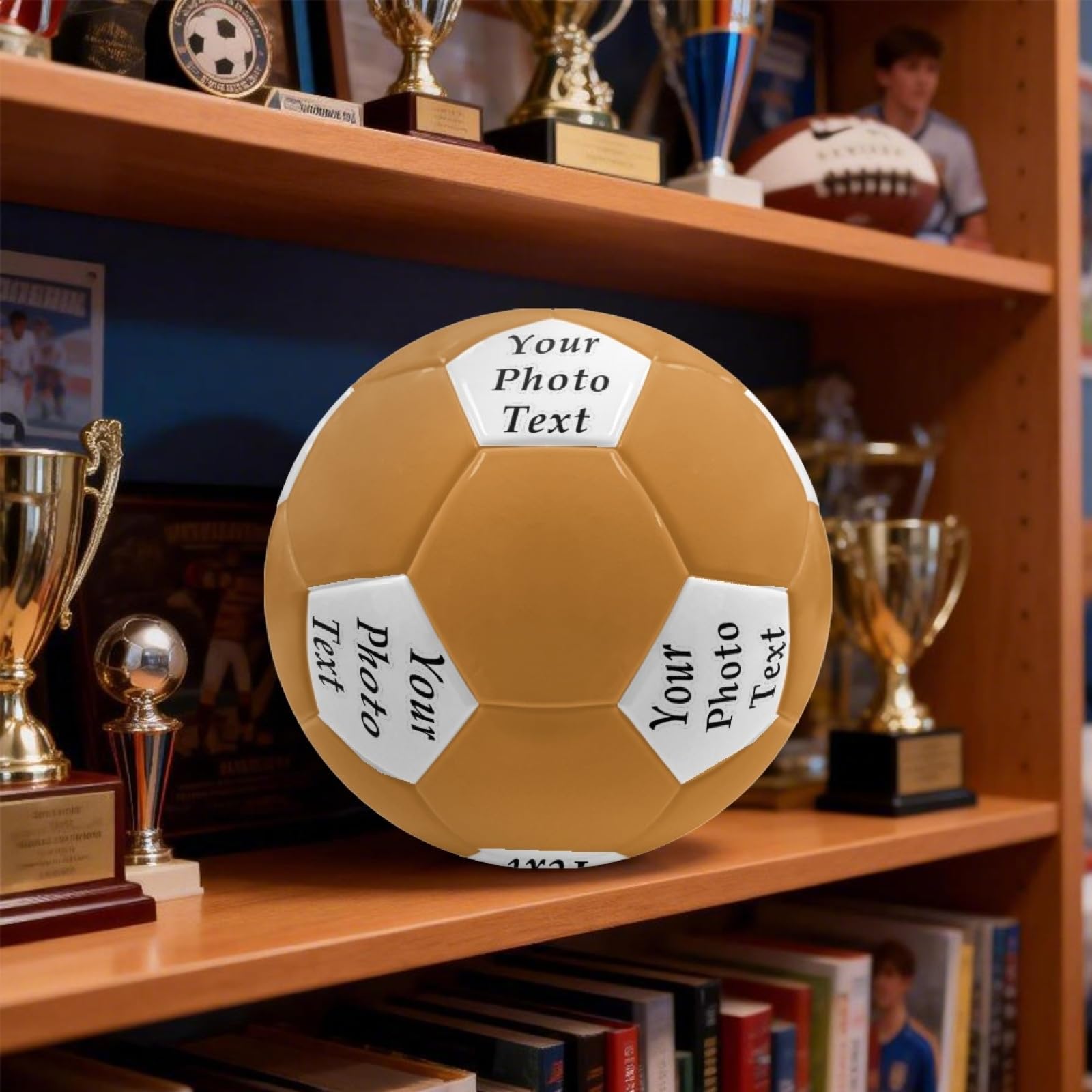 Individueller Fußball, Personalisierbar mit Fotos/Text/Name/Logo, Leichter & weicher Fussball, Extrem trsapazierfähig, für Jugend und Aktive Fußball Spielball Trainingsball Fußball