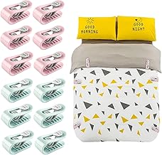 Plastic Blanket Cover Clips, Corner Bedsheet Holding Clips, Quilt Fixer Clip for Bedding Cover, Blanket, Curtains (12, Multi Color)