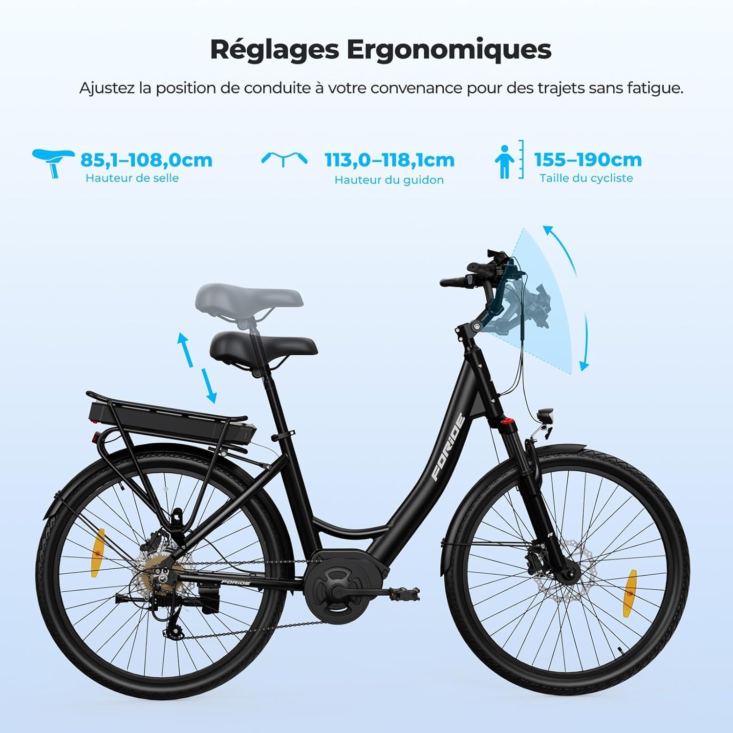 Urbano 2 Vélo Électrique Autonomie 100km 26 Pouces Moteur Central 36V 13AH 250W VTC Homme Femme