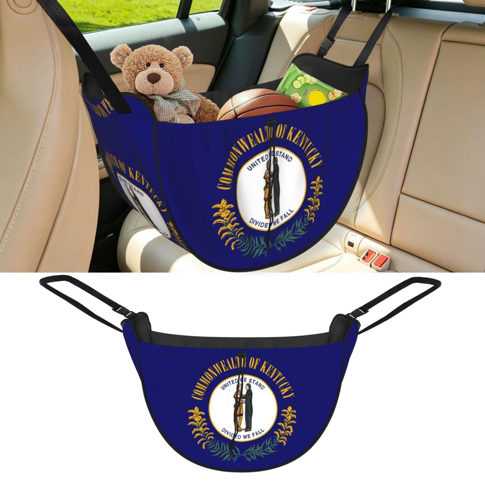 Cntdbu Black Kentucky State Flag Car Seat Organizer-Backseat Storage Bag For Travel