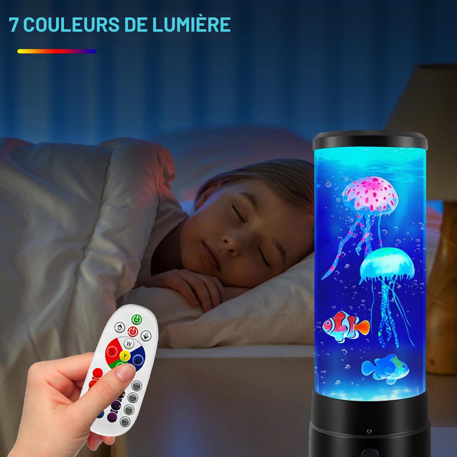 PORFOYO Lampe à lave méduses, ronde, méduses, avec 17 modes de changement de couleur, télécommande, lampe à lave pour lumière d'ambiance, veilleuse, décoration de la maison
