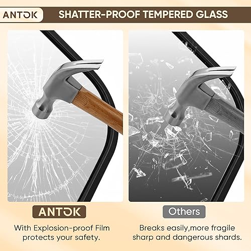 Miniatura 7 de Antok Paquete de 2 Espejos de Baño, 24"x36" Espejos de Pared Dobles, Espejo Decorativo Espejo de Tocador Marco de Aleación de Aluminio Contemporáneo