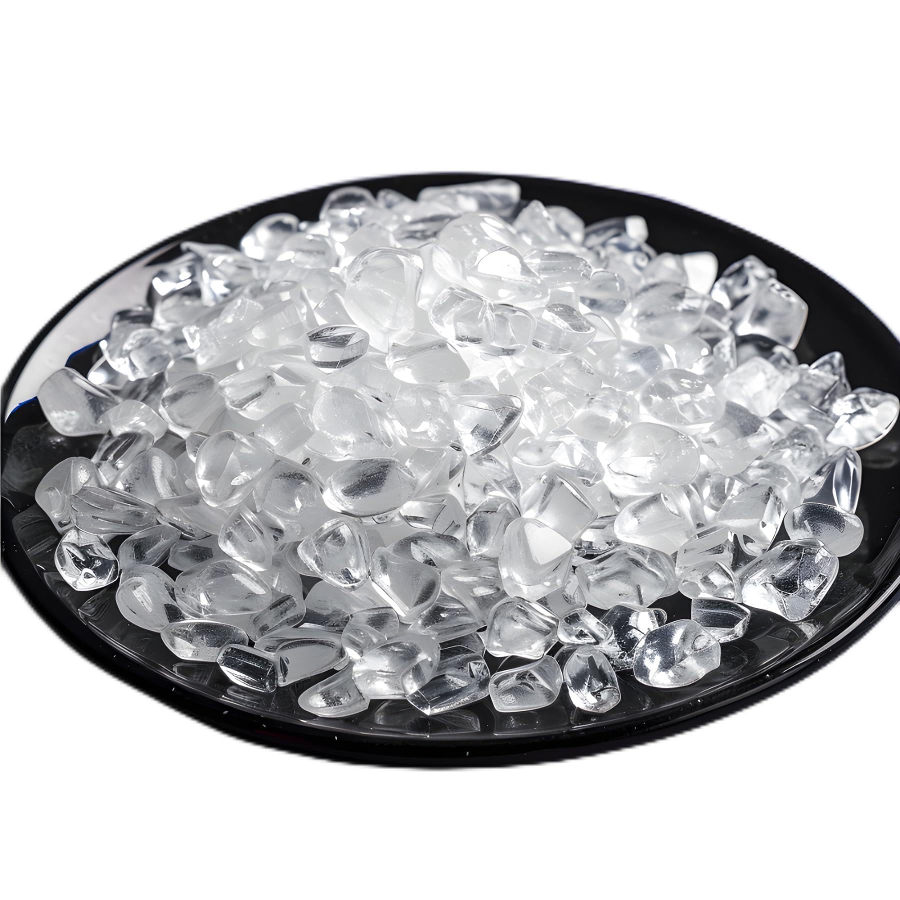 Polished Clear Quartz Crystal Chips 200 Pcs - 0.3", Tumbled Stone Chips Crushed Sea Glass Stones Healing Reiki Crystal Making Home Decoration