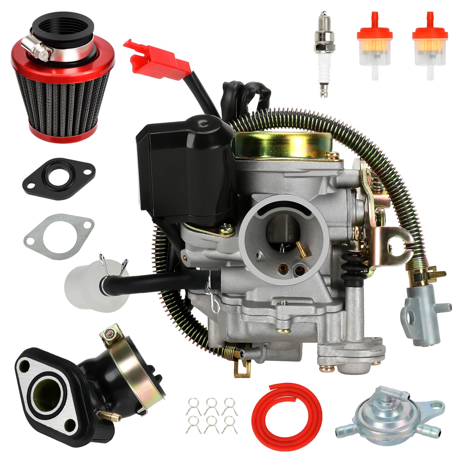 GY6 50cc Carburetor Compatible with Tao tao 50cc 49cc 4-Stroke Engine Chinese Scooter Moped ATM50 Pony VIP PD18J 139QMB Carb for Taotao Thunder Roketa Jonway Lance Scooter Replacement Parts