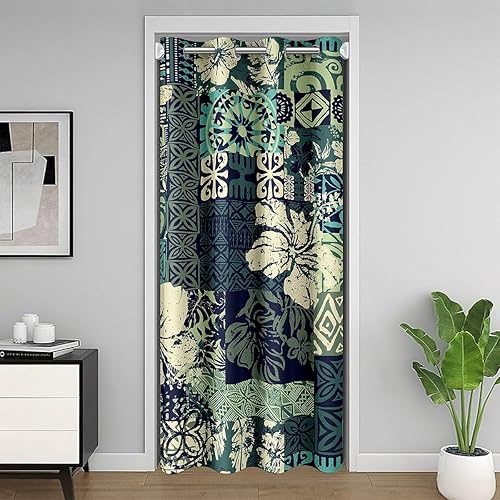 Miniatura 6 de Cortina bohemia para puerta de celosía, cortina opaca azteca, bohemio, navajo, étnico, retro, amarillo, a rayas, exótica, tribal, occidental,