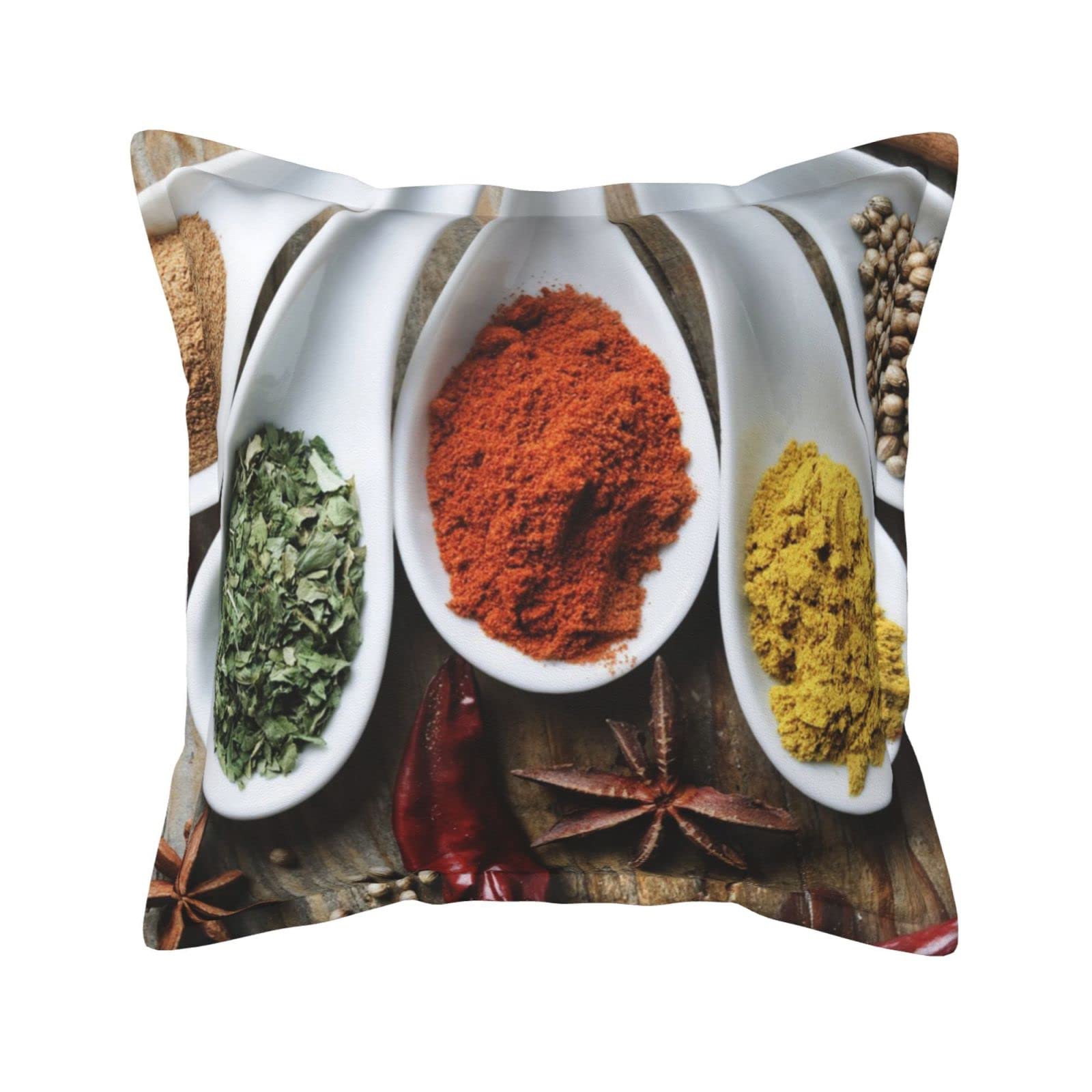Housses de coussin carrées simili cuir décoration maison épices