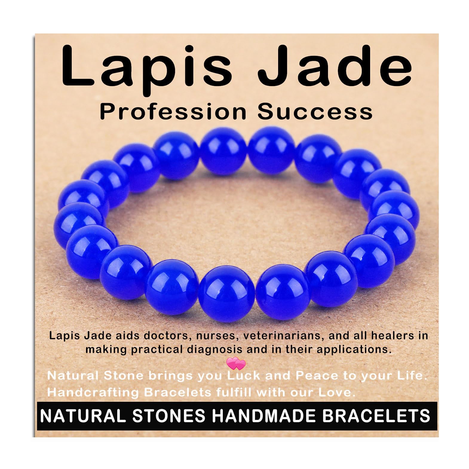 AD Beads Handmade Gemstone Stretch Elastic Bracelet Crystal Healing Reiki Nature's Beauty and Spiritual Essence Unisex