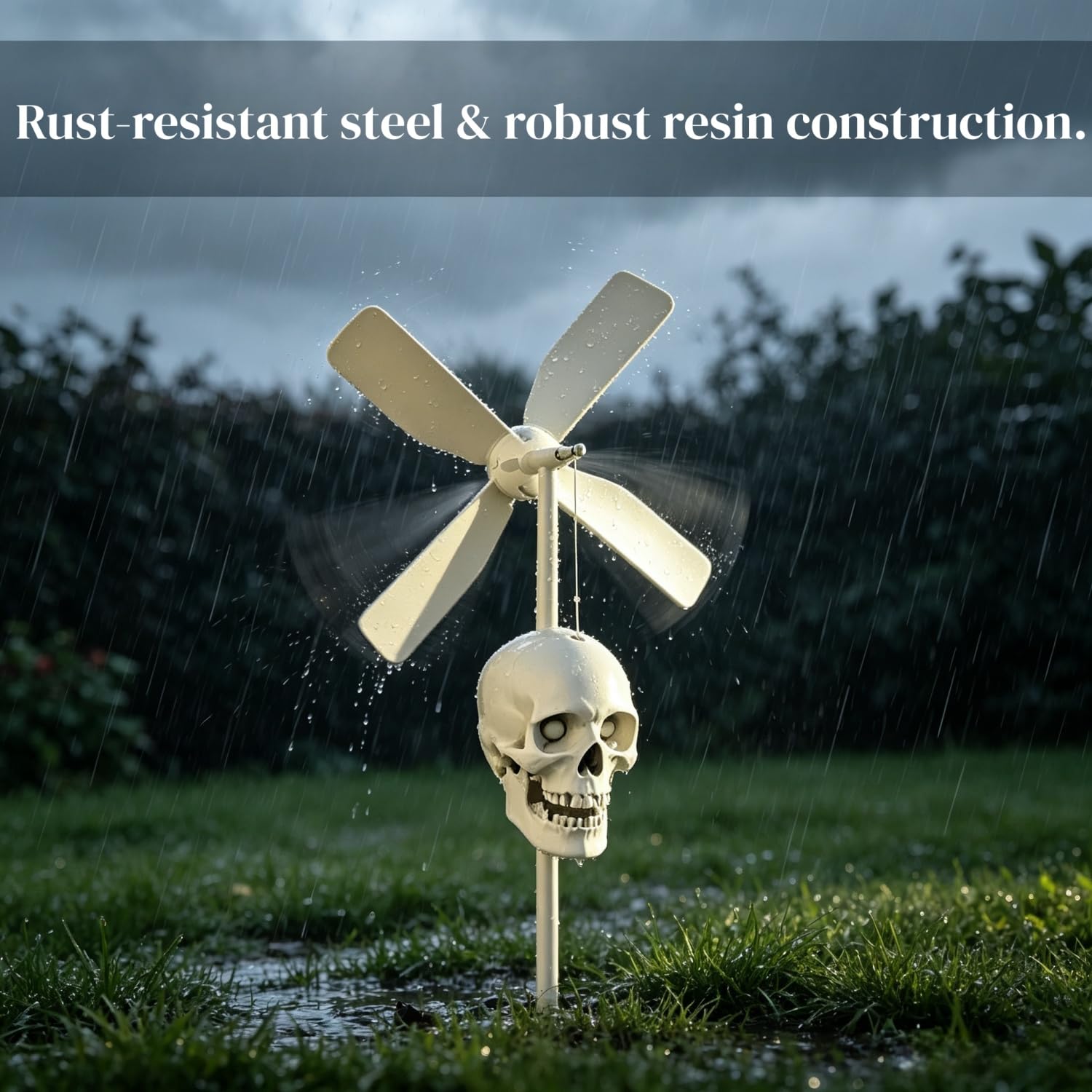 Totenkopf-Windmühle, Halloween-Dekoration – Totenkopf-Windspiel, Outdoor-Gartendekoration, Terrasse, Rasen und Innendekoration für gruselige saisonale Displays