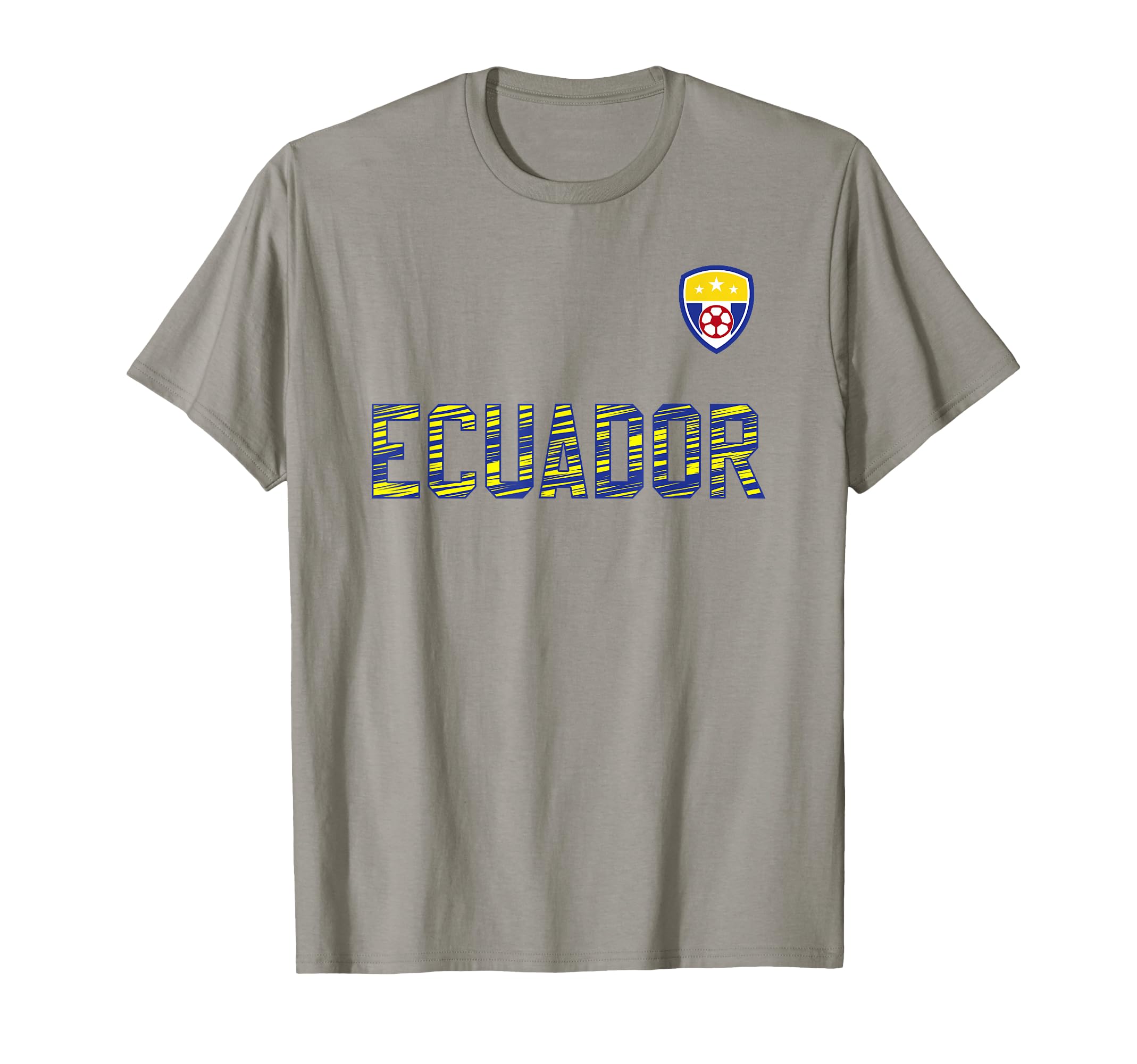 Ecuador Football Blue Yellow Striped Lyrics T-Shirt, Grey