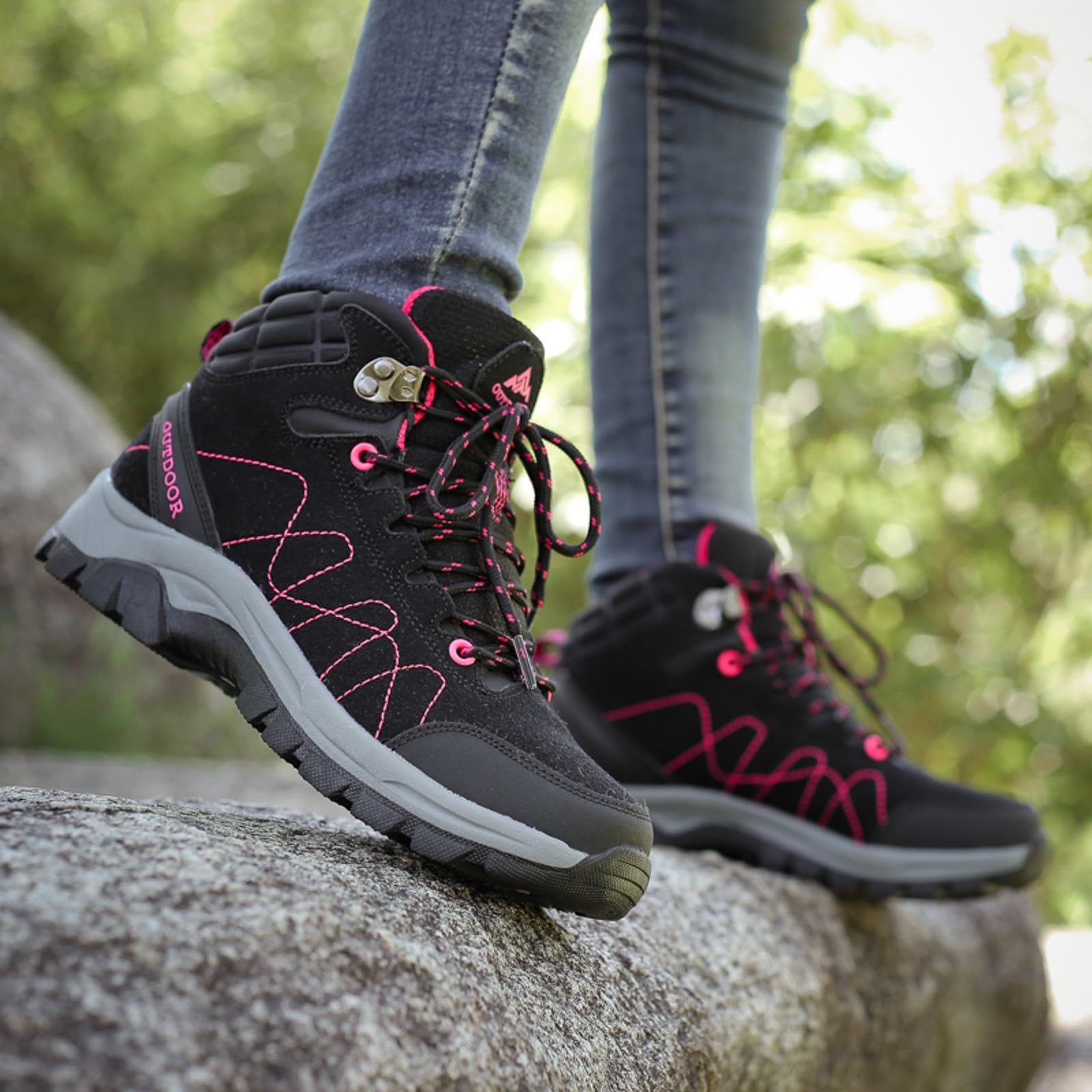 Scarpe Trekking Donna Impermeabili Alte Adatte al Campeggio All'aperto Traspirante Scarponi da Montagna Antiscivolo Leggere Trekking per All'escursionismo Sportive