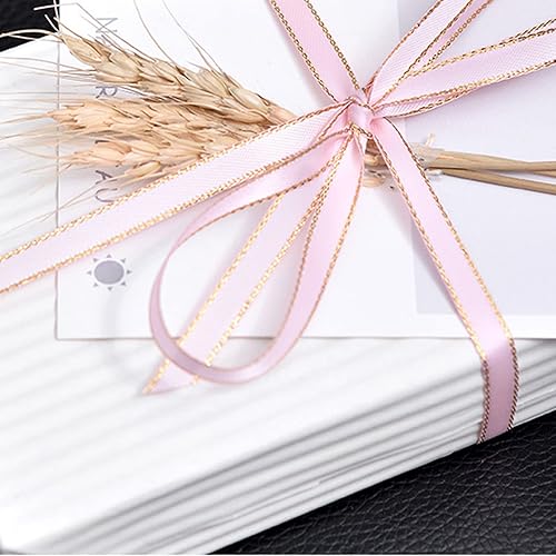 Miniatura 6 de VIVIQUEN Cinta de satén negra de doble cara con borde dorado, cinta continua de poliéster de 1 pulgada -25 yardas, cinta ancha para envolver