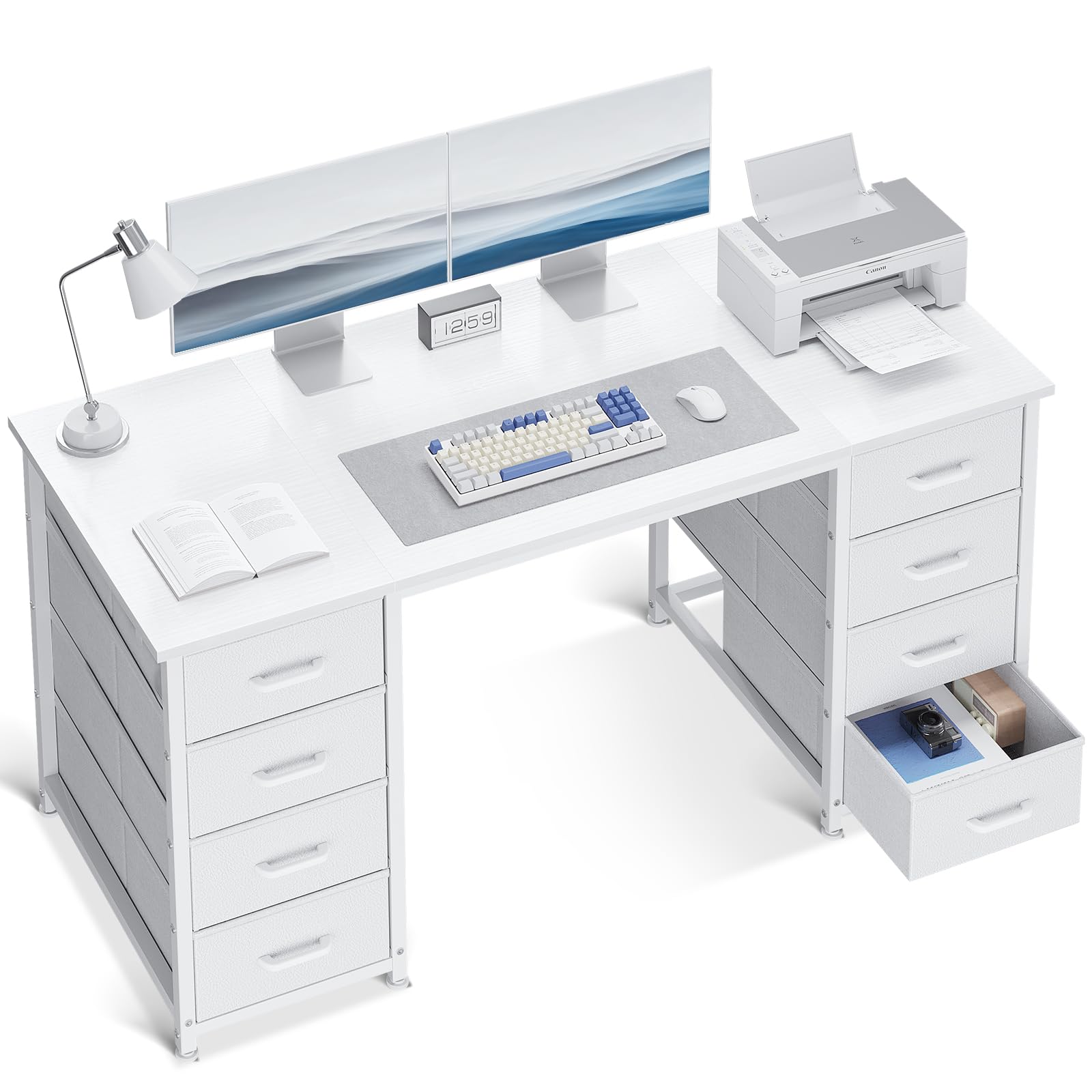 ODK 48" 8‑Drawer Desk White
